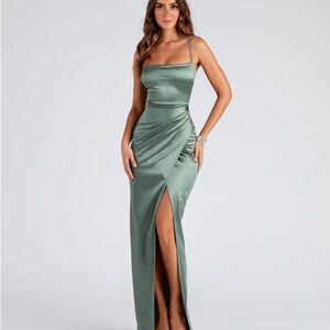 Windsor Formal Satin Slit Maxi Dress